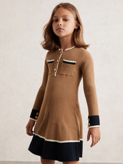 13-14 yrs Scallop-Trim Rib-Knit Dress Camel | Children & Baby
