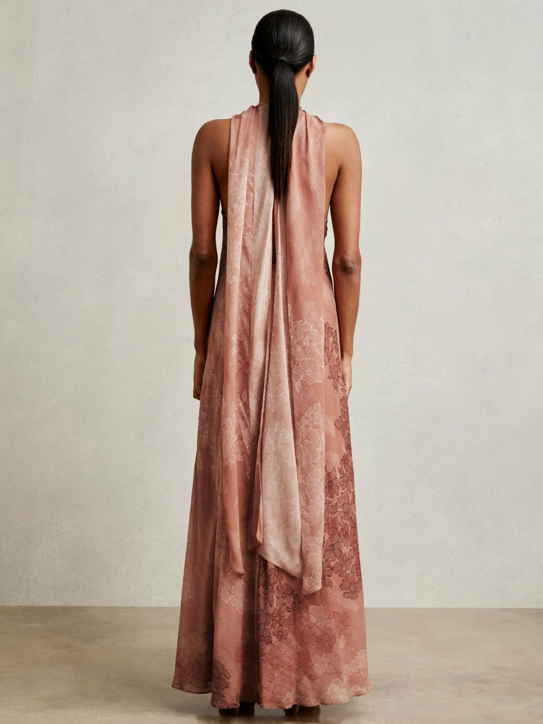 Chiffon Floral Cape Maxi Dress Pale Pink | Women