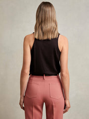 Cotton-Blend Cowl-Neck Sleeveless Top Plum Purple | Women