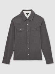 Cotton-Cashmere Western Knitted Shirt Charcoal Grey | Men