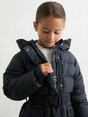 Longline Hooded Puffer Coat Navy | Children & Baby