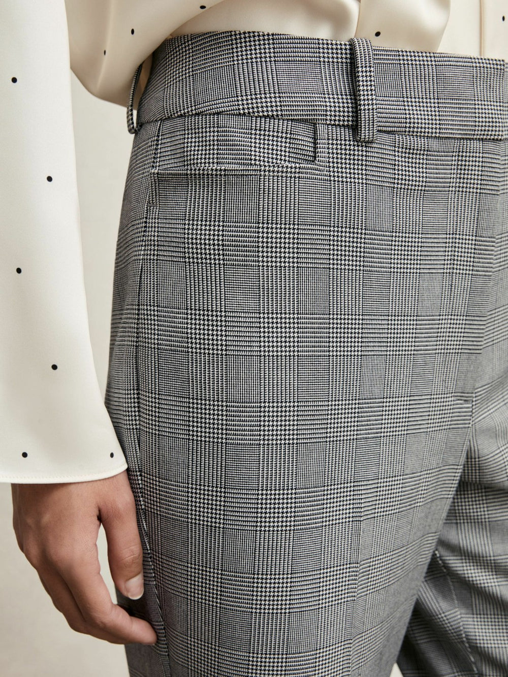 Petite Check Flared Suit Trousers Grey | Women