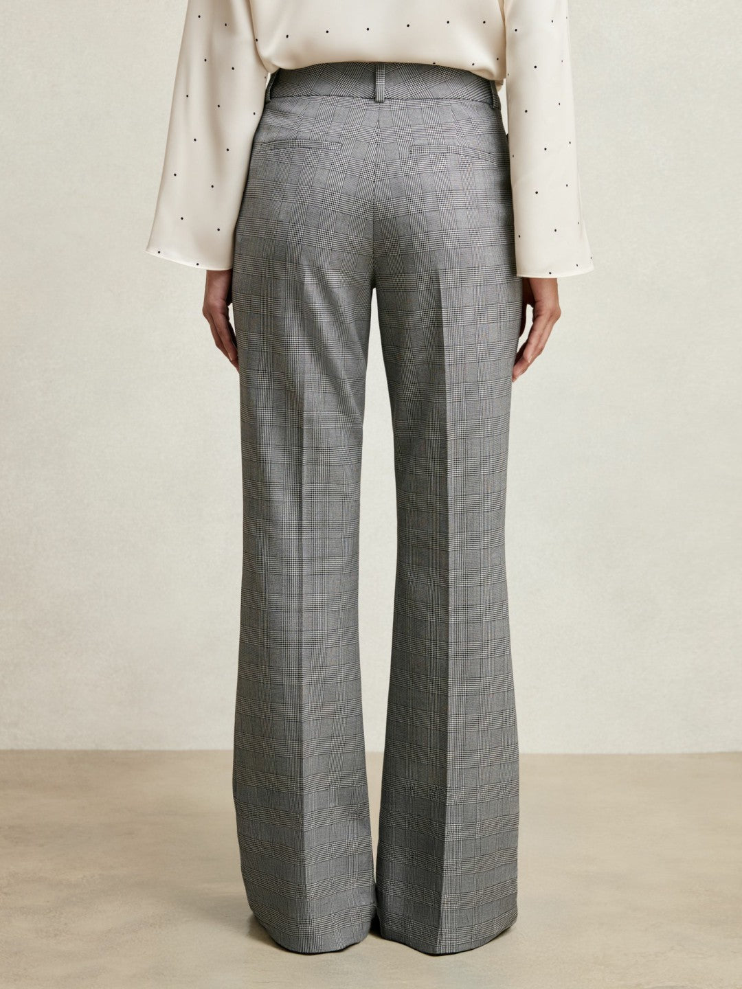 Petite Check Flared Suit Trousers Grey | Women