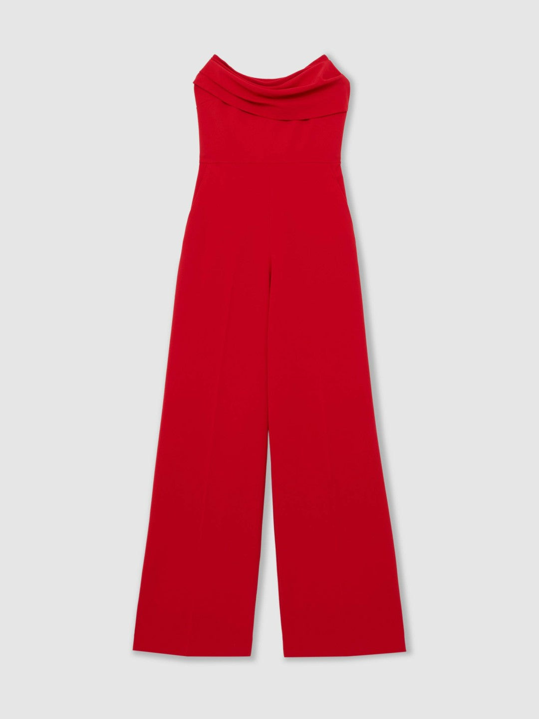 Structured Strapless Wide-Leg Jumpsuit Red | Women
