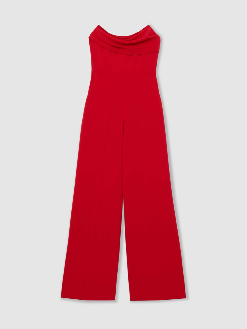 Structured Strapless Wide-Leg Jumpsuit Red | Women