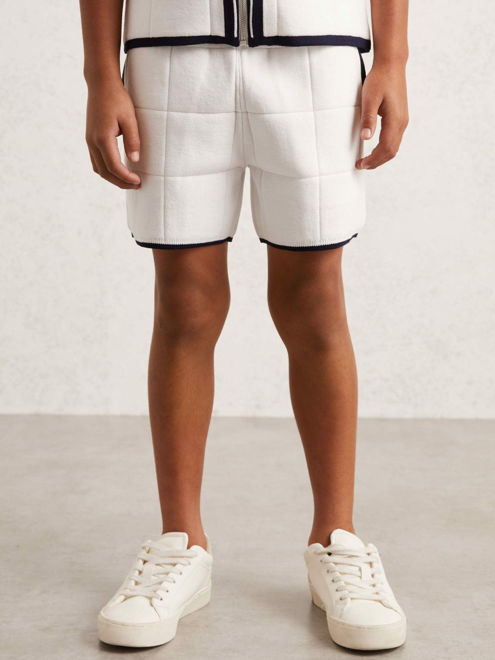 Tipped Knit Stitch-Detail Shorts White/Navy | Children & Baby