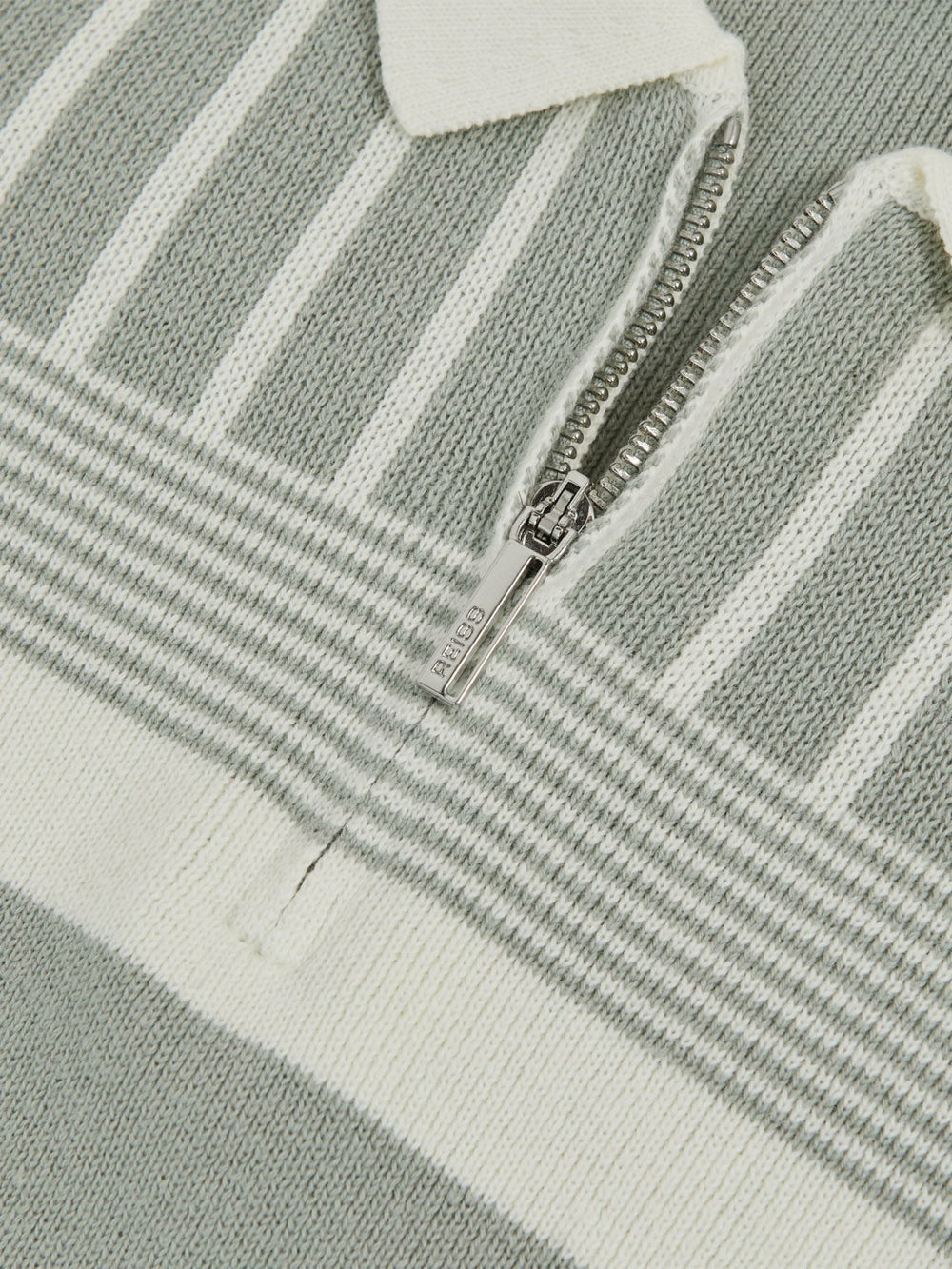 3-9 yrs Cotton Stripe Knit Half-Zip Polo Shirt Sage Green/Off White | Children & Baby