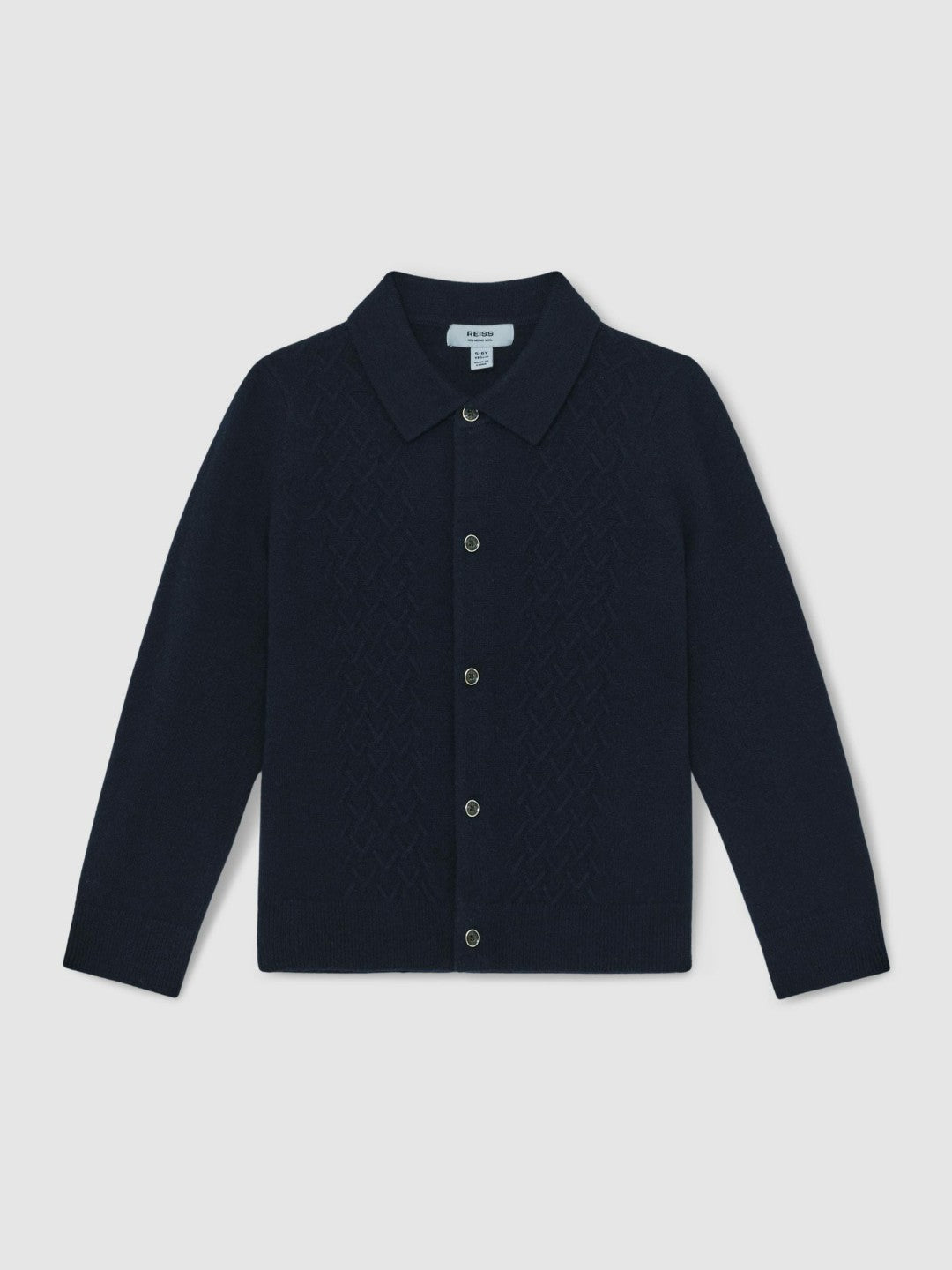 9-13 yrs Wool V-Stitch Button-Through Cardigan Navy Blue | Children & Baby