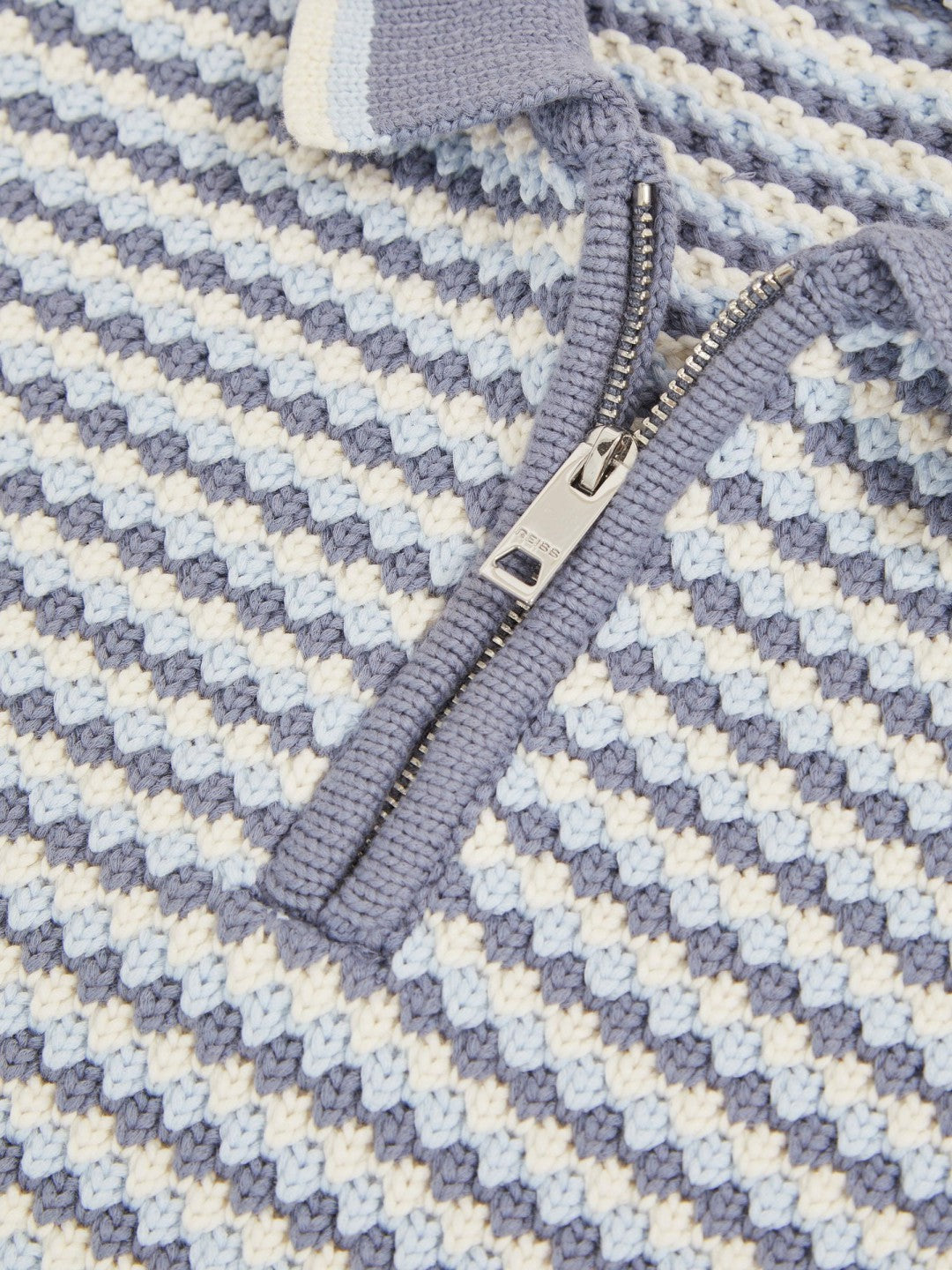 3-9 yrs Knitted Stripe Half-Zip Polo Shirt Blue/White | Children & Baby