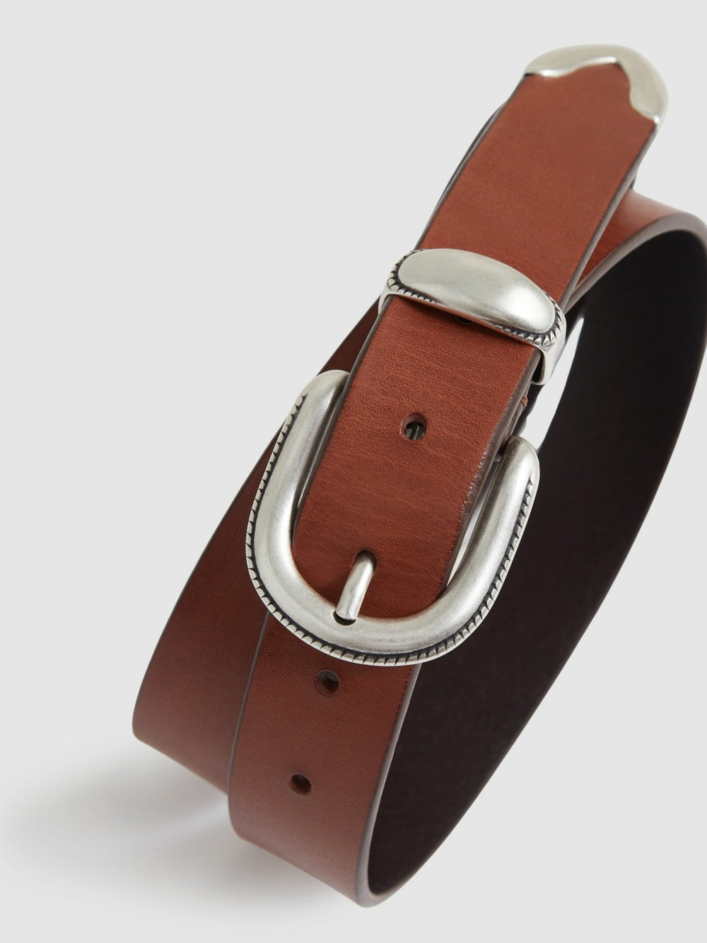 Leather Western Belt Tan Brown | Men