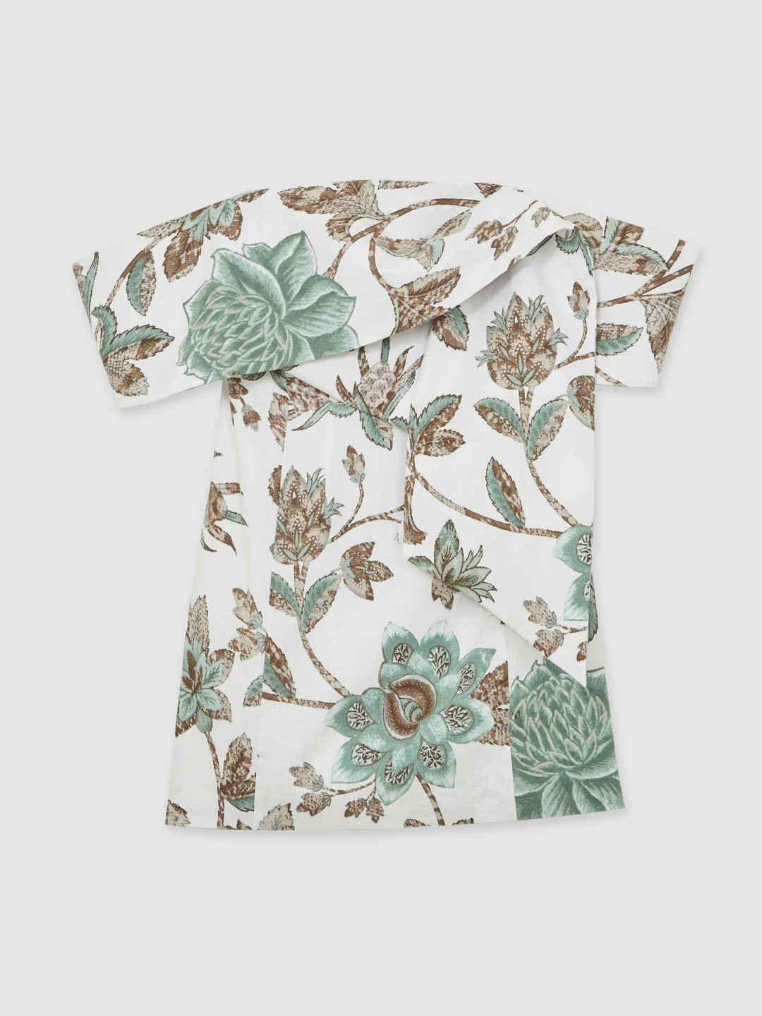Sculpted Off-Shoulder Floral Mini Dress Linen-Cotton Ivory | Women