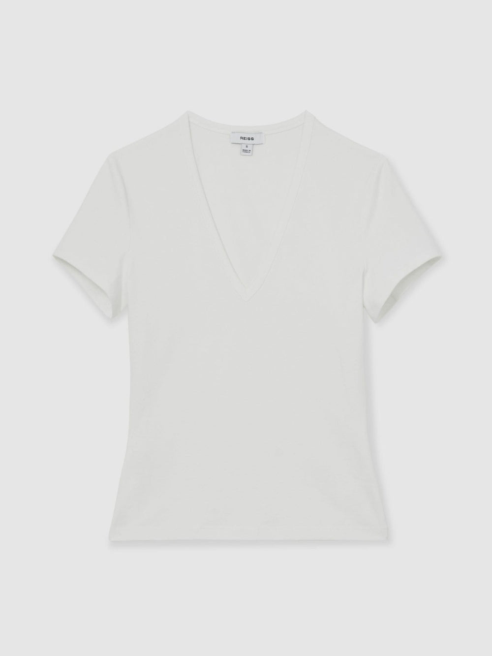 Stretch Cotton V-Neck T-Shirt White | Women