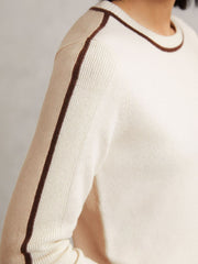 Wool-Blend Colour-Block Jumper With Cashmere Cream/Neutral | Women