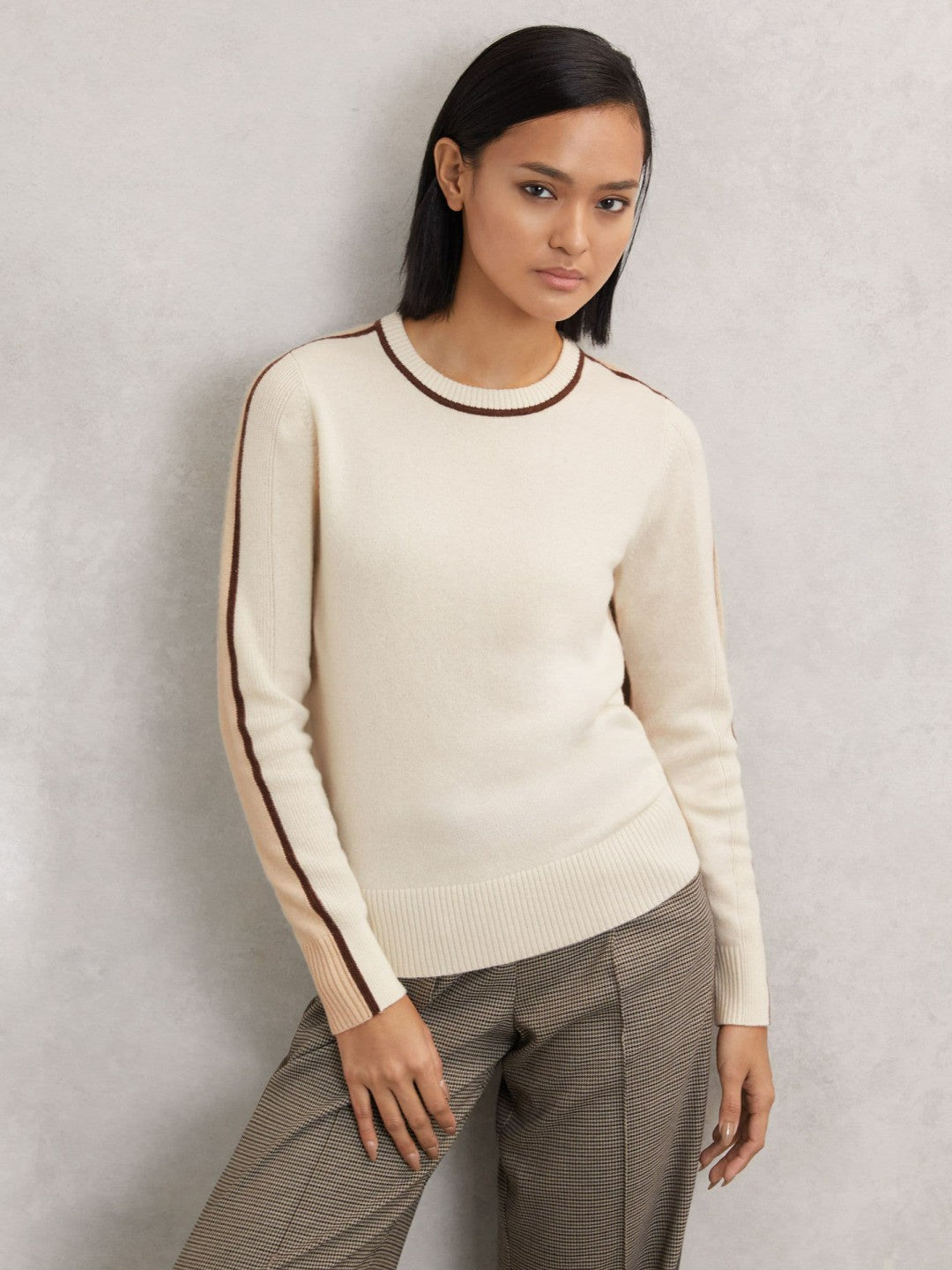 Wool-Blend Colour-Block Jumper With Cashmere Cream/Neutral | Women