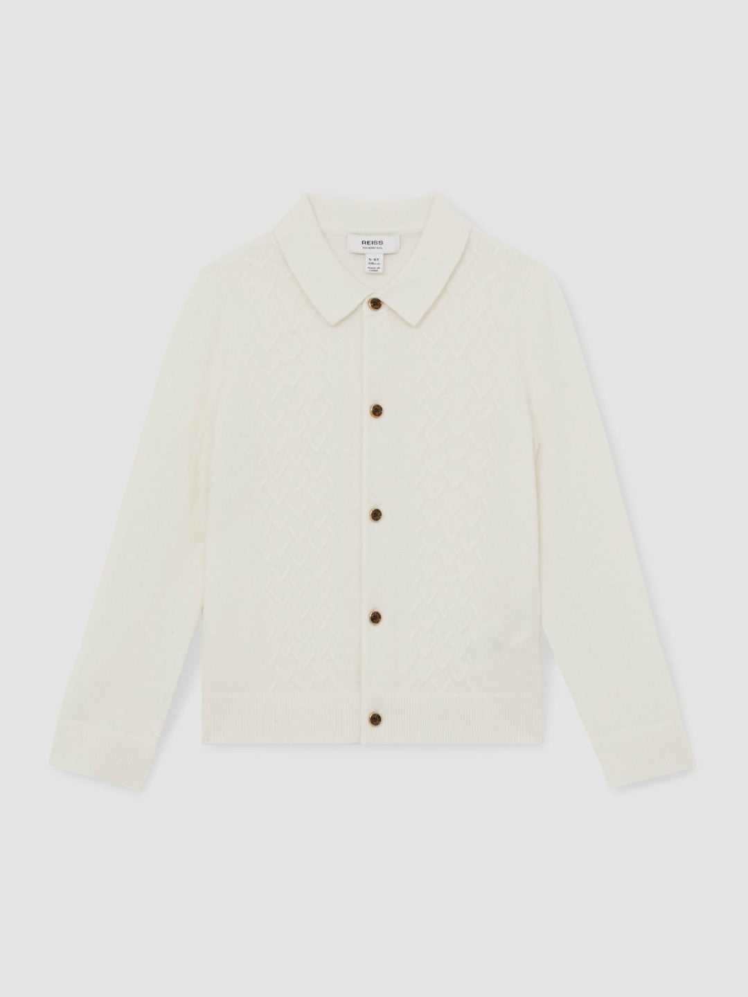 13-14 yrs Wool V-Stitch Button-Through Cardigan Off White | Children & Baby
