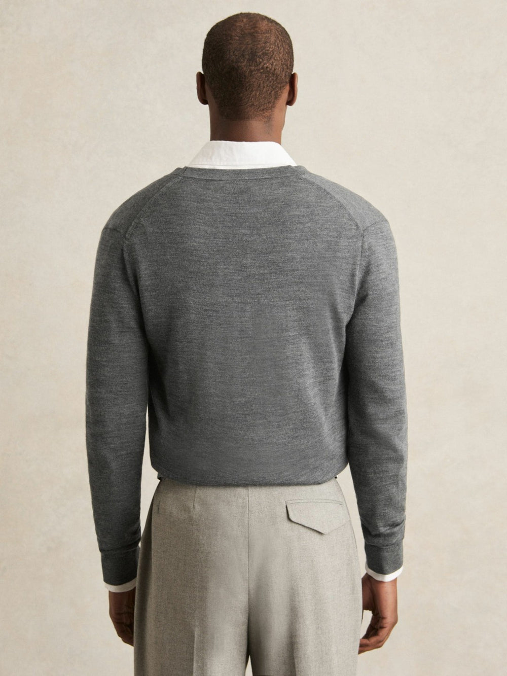 Merino Wool Button-Through Cardigan Derby Grey Melange | Men