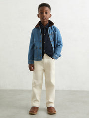 13-14 yrs Wool V-Stitch Button-Through Cardigan Navy Blue | Children & Baby