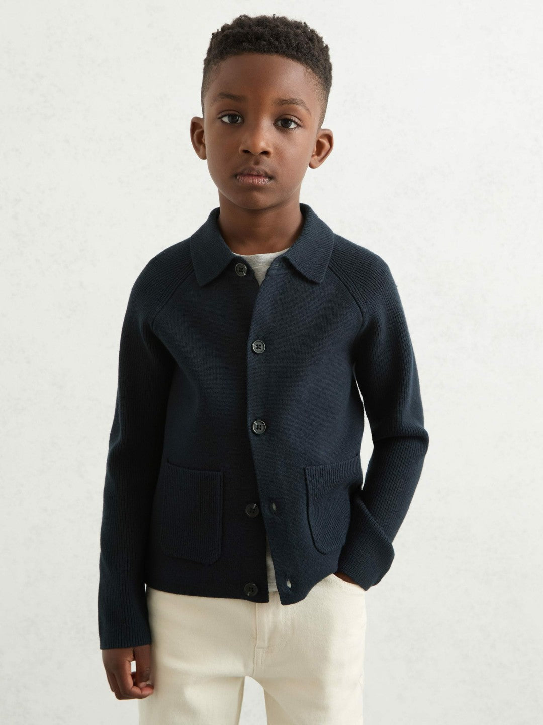 9-13 yrs Button-Through Knitted Cardigan Navy | Children & Baby