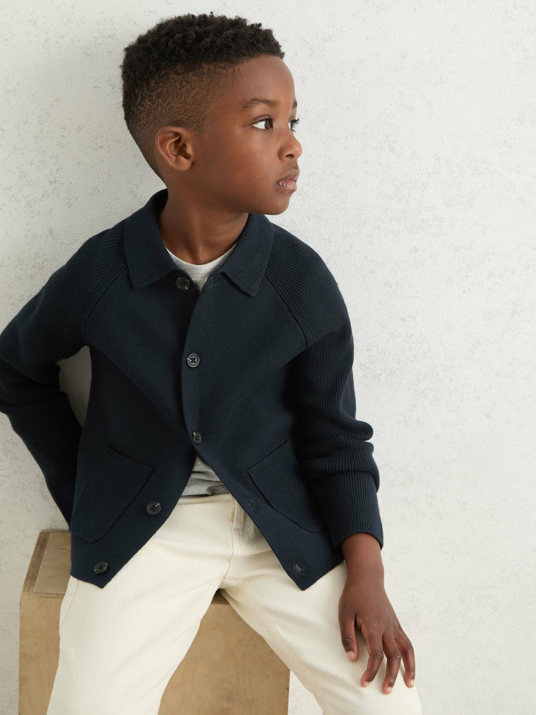 13-14 yrs Button-Through Knitted Cardigan Navy | Children & Baby