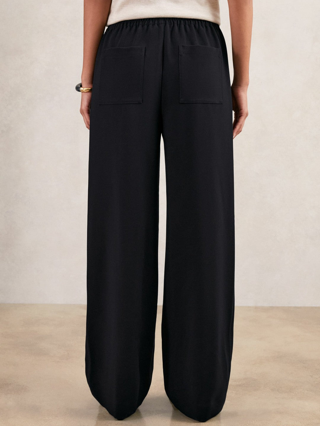 Petite Wide Leg Elasticated Waist Trousers Navy | Women