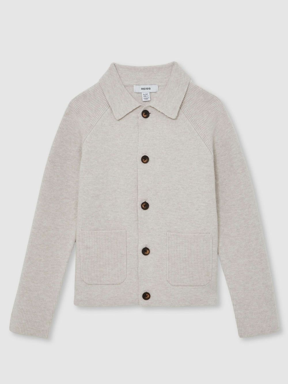 9-13 yrs Button-Through Knitted Cardigan Oatmeal Melange | Children & Baby