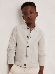 9-13 yrs Button-Through Knitted Cardigan Oatmeal Melange | Children & Baby