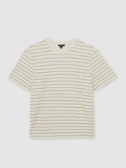 Cotton Textured Stripe T-Shirt Oatmeal/White | Men