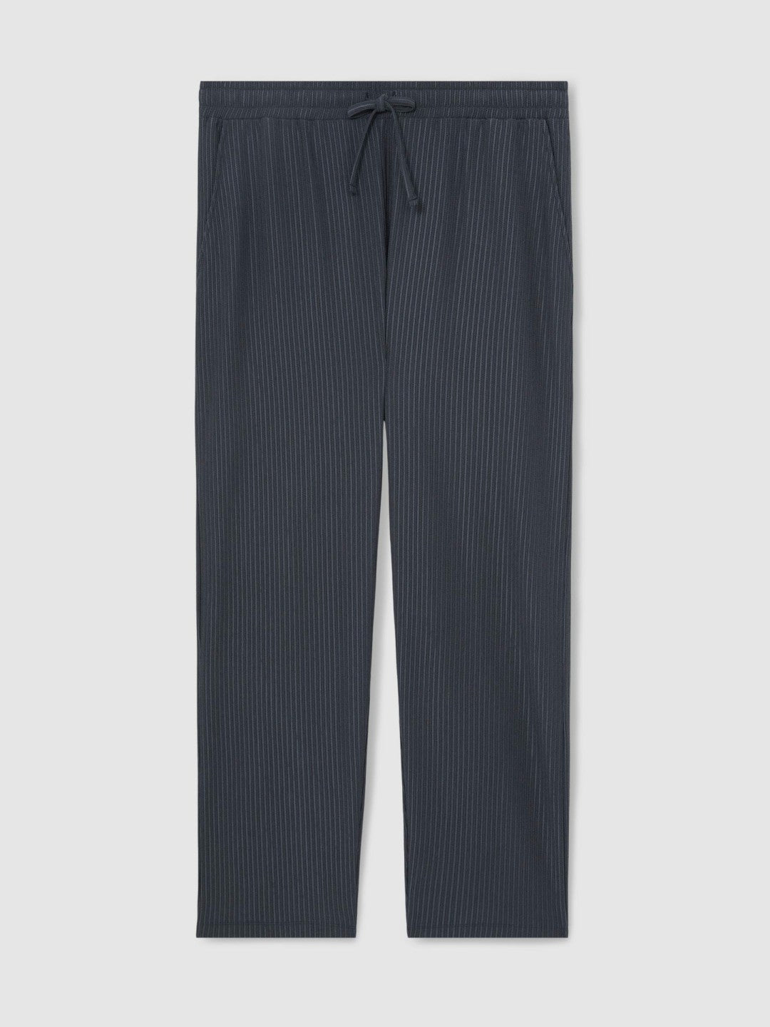 Textured Stripe Drawstring Trousers Petrol Blue | Men