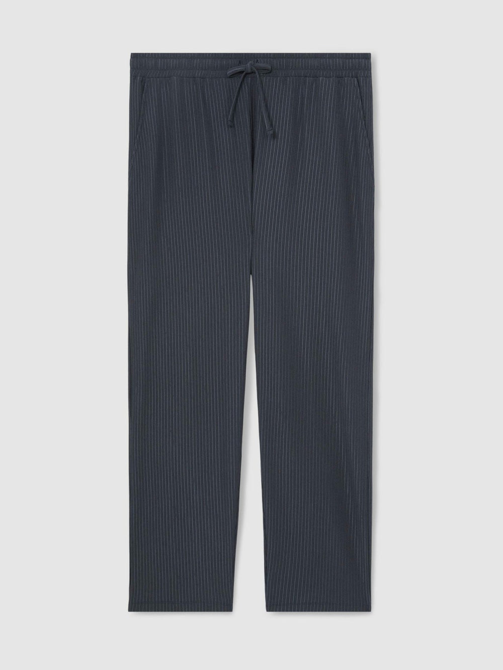 Textured Stripe Drawstring Trousers Petrol Blue | Men