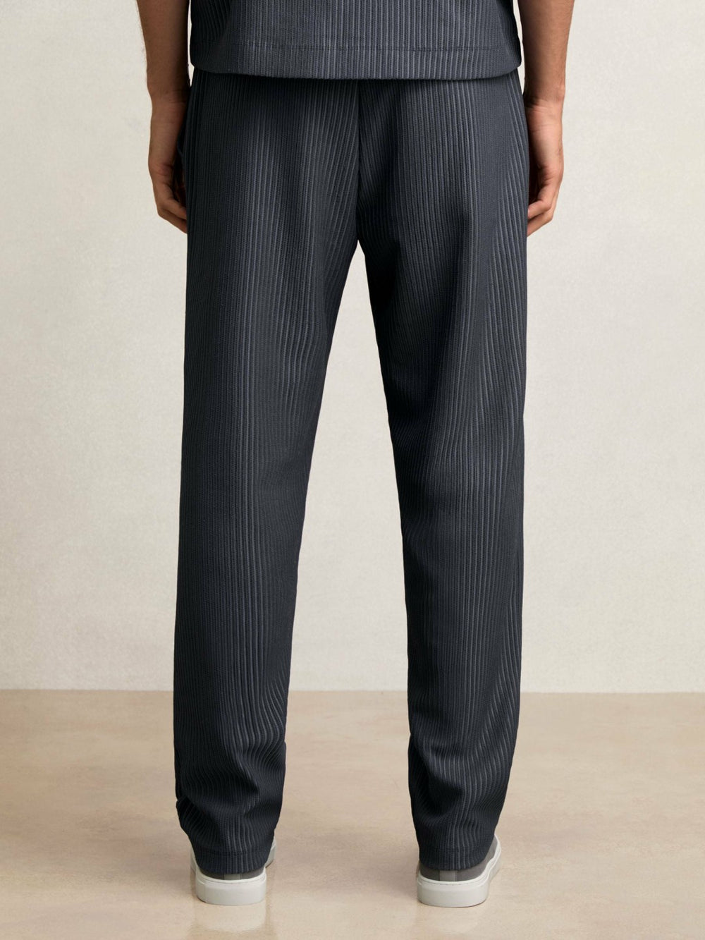 Textured Stripe Drawstring Trousers Petrol Blue | Men