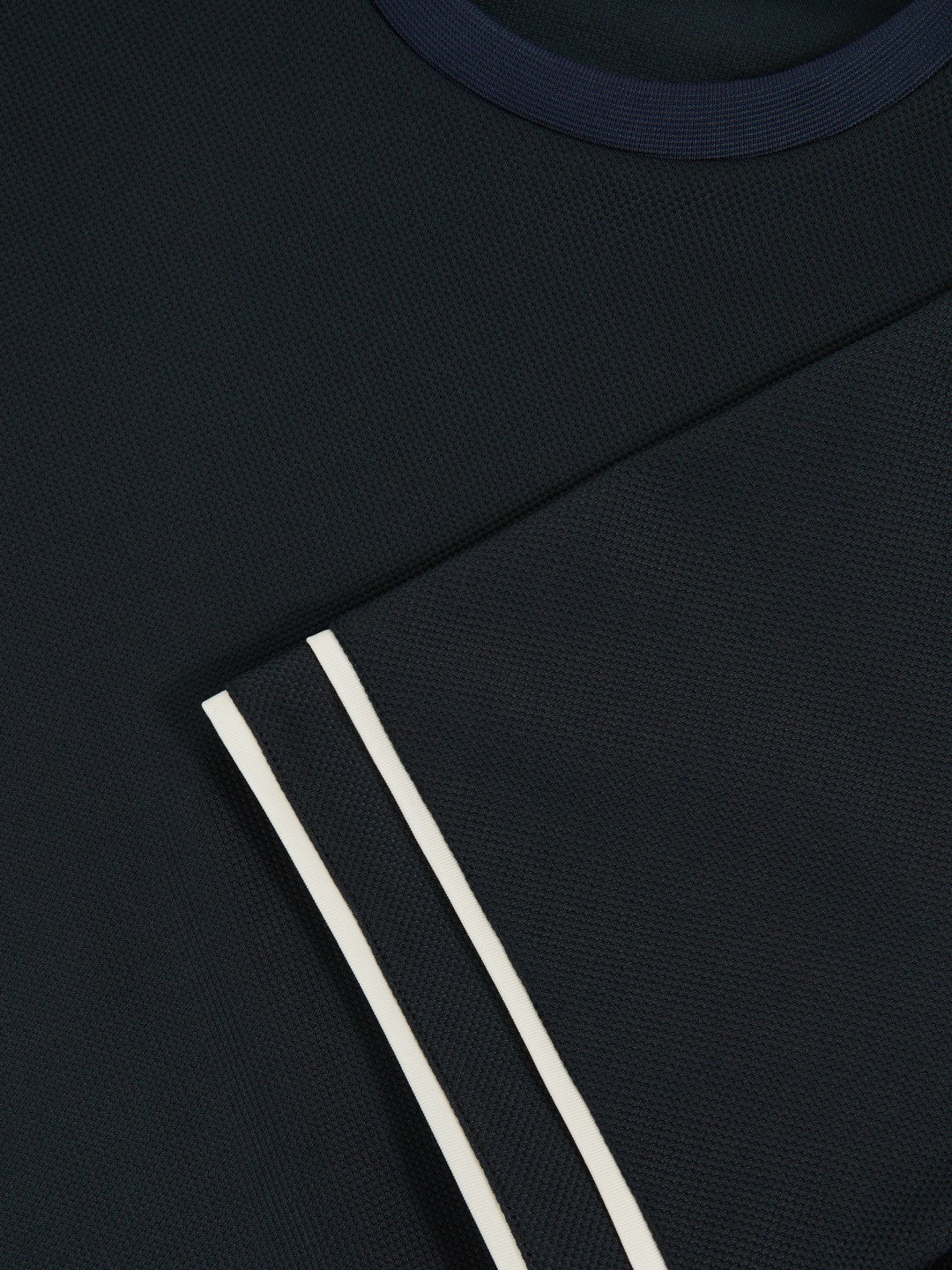 Textured Crew-Neck Tipped T-Shirt Navy Blue | Men