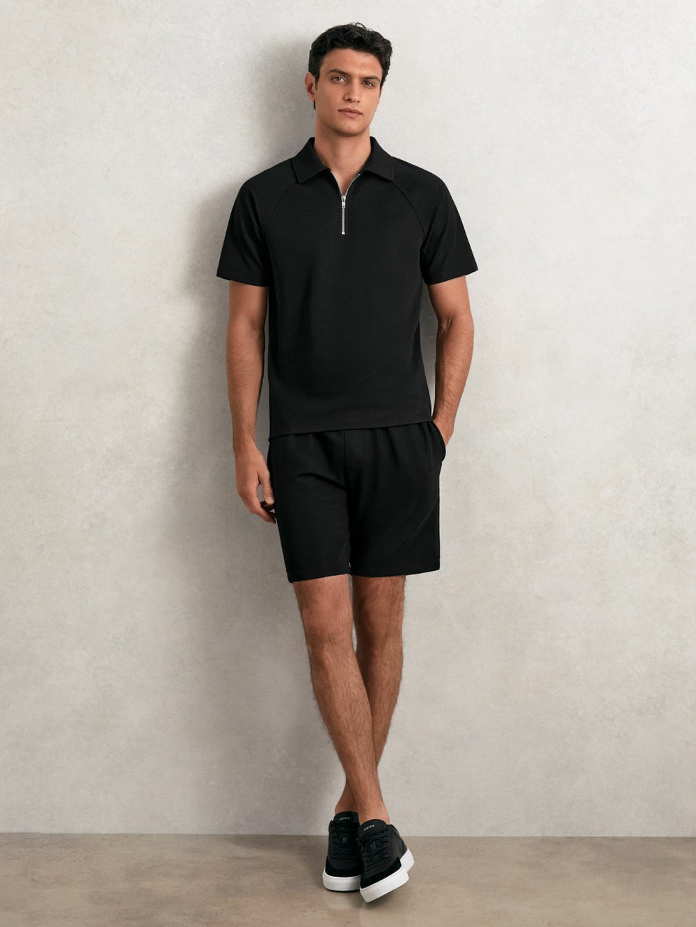 Textured Drawstring Shorts Black | Men