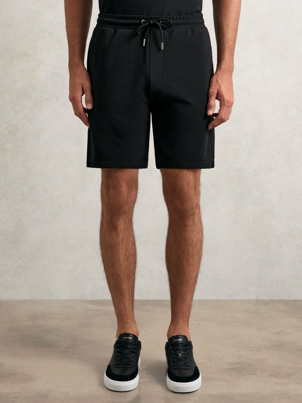 Textured Drawstring Shorts Black | Men