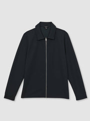 Textured Zip Through Overshirt Navy | Men