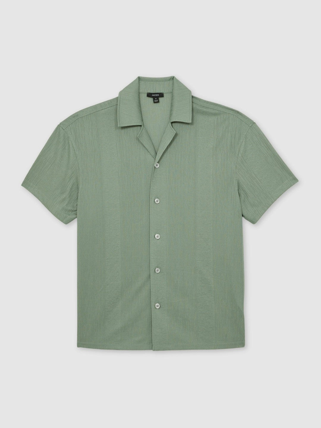 Jacquard-Stripe Cuban-Collar Shirt Mint Green | Men
