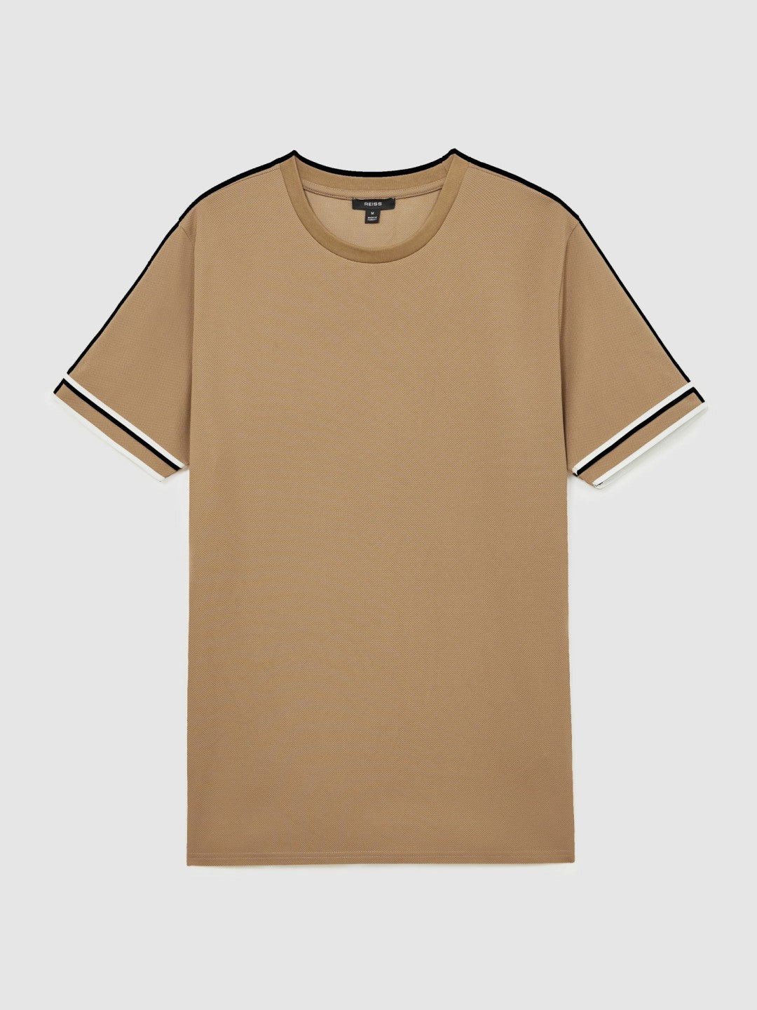 Textured Crew-Neck Tipped T-Shirt Camel Brown | Men