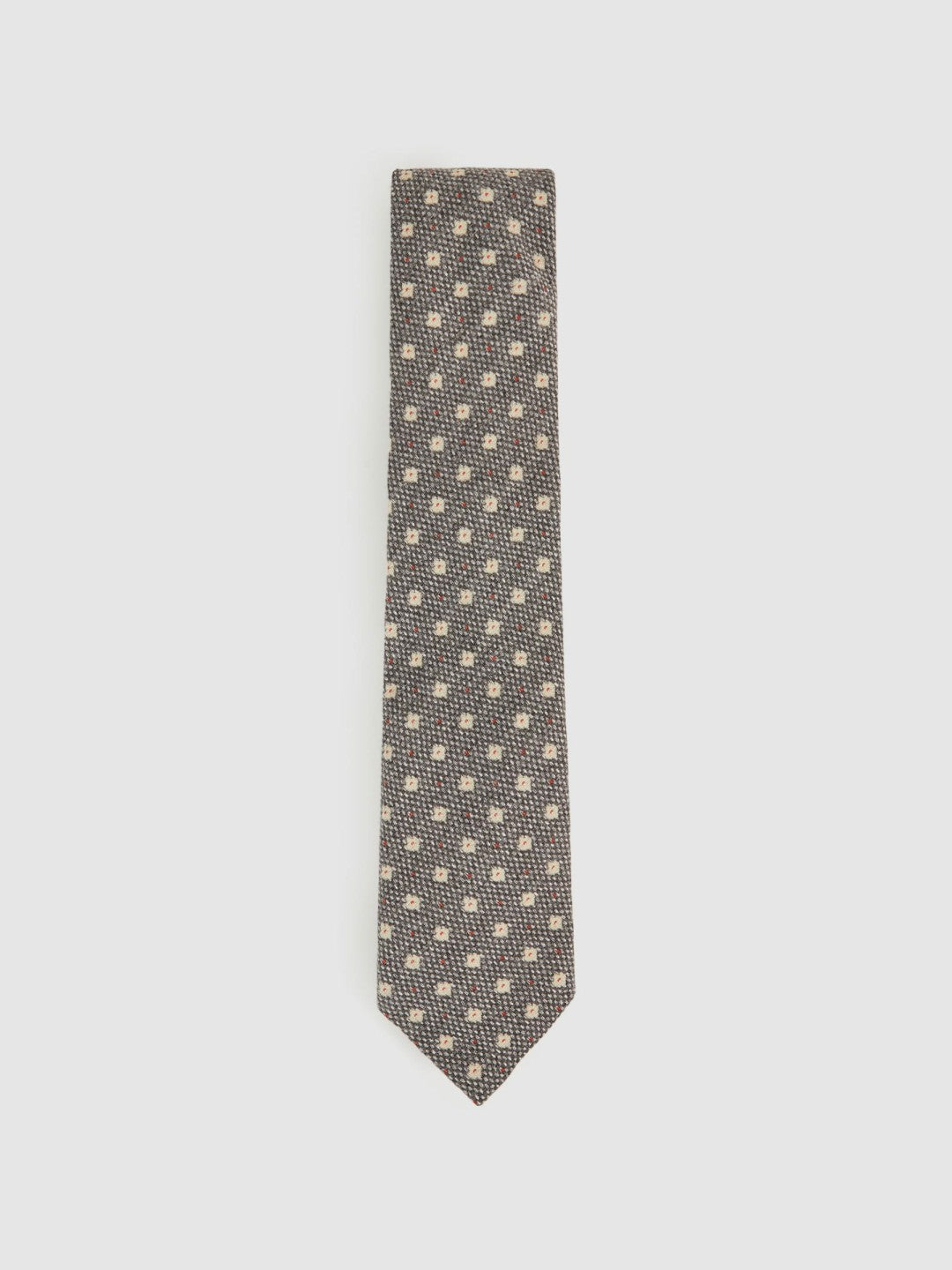 Wool-Silk Floral-Medallion Tie Grey | Men