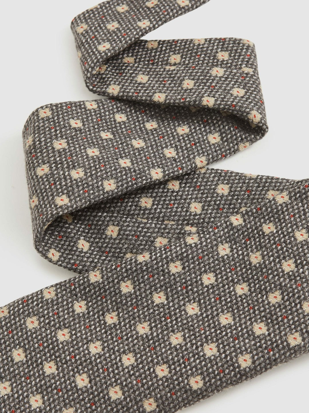 Wool-Silk Floral-Medallion Tie Grey | Men