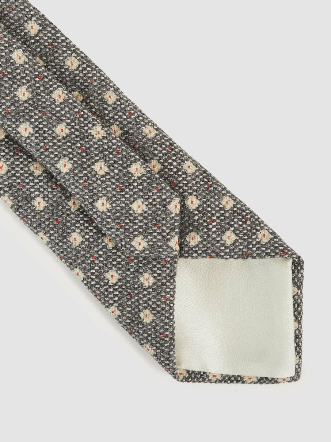 Wool-Silk Floral-Medallion Tie Grey | Men