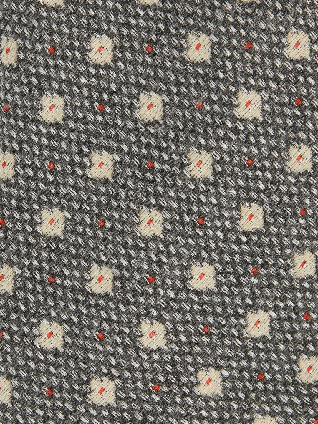 Wool-Silk Floral-Medallion Tie Grey | Men