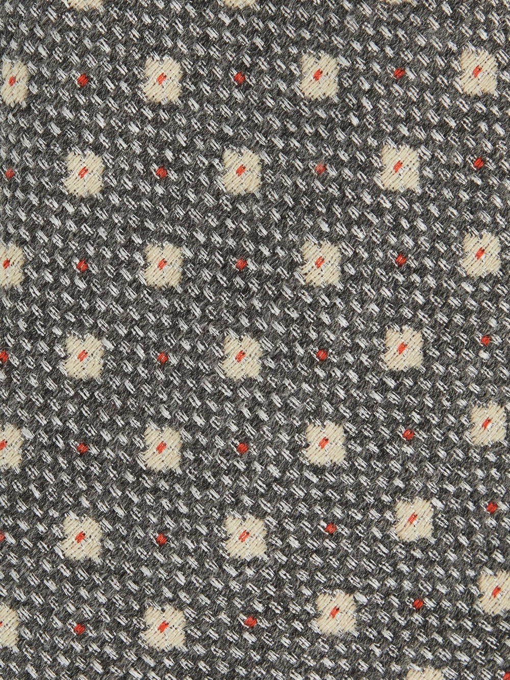 Wool-Silk Floral-Medallion Tie Grey | Men