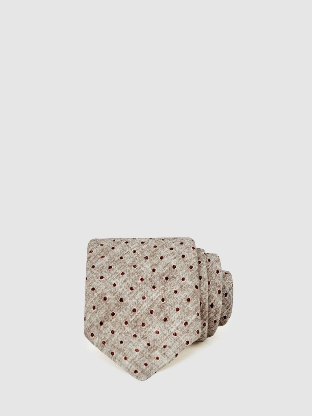 Wool-Cotton Polka-Dot Tie Grey Melange | Men