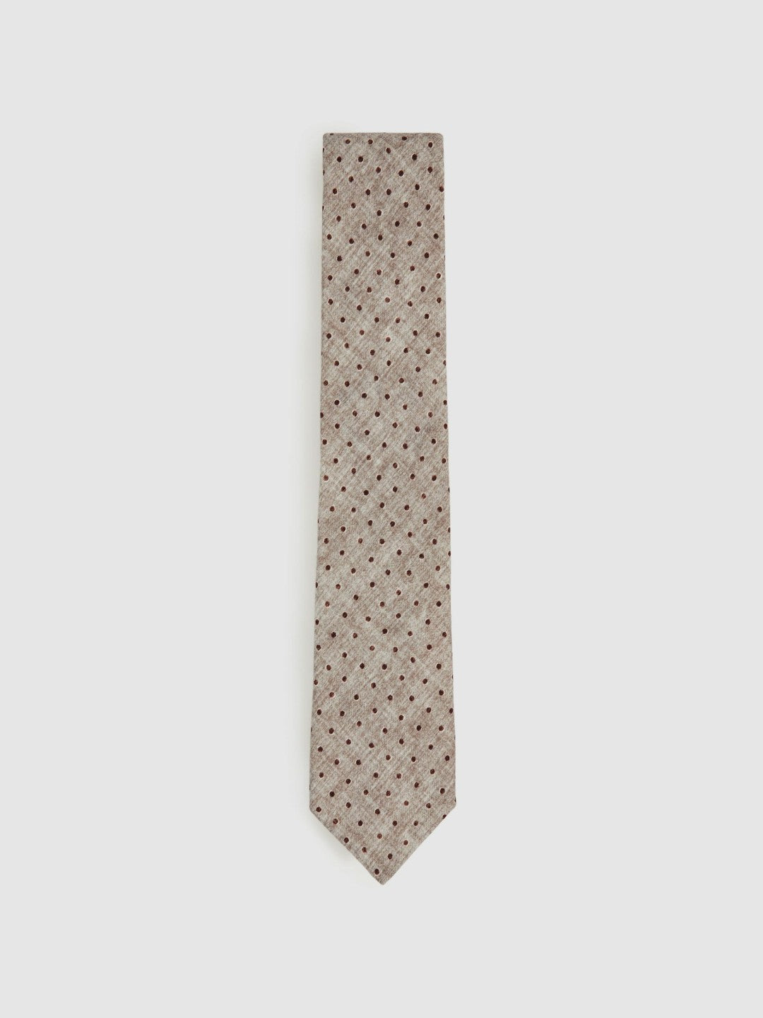 Wool-Cotton Polka-Dot Tie Grey Melange | Men