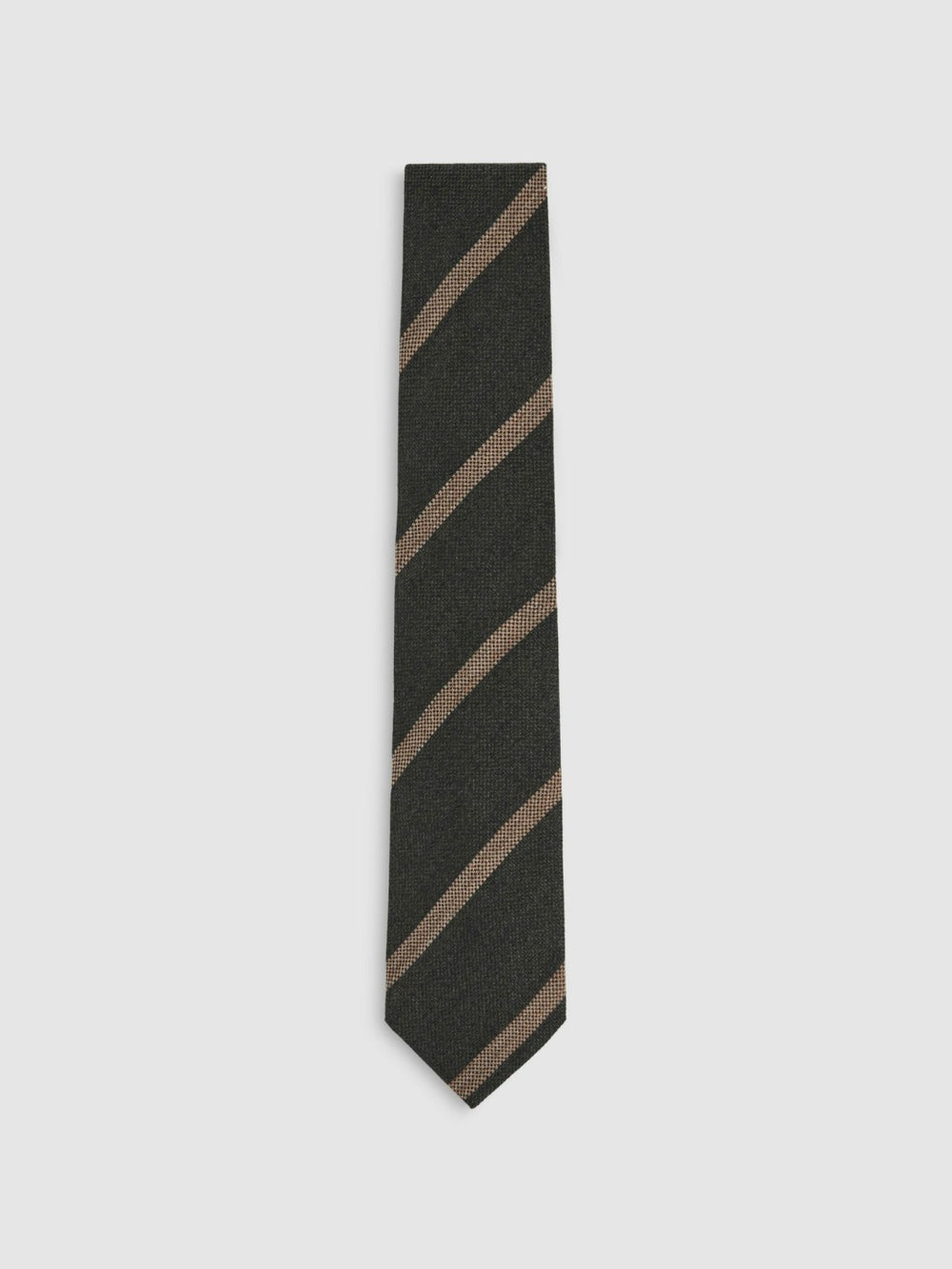Wool-Silk Striped Tie Forest Green | Men