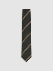 Wool-Silk Striped Tie Forest Green | Men