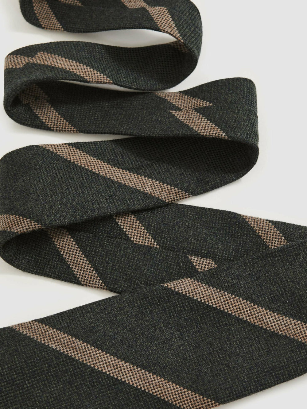 Wool-Silk Striped Tie Forest Green | Men