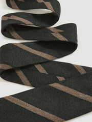 Wool-Silk Striped Tie Forest Green | Men