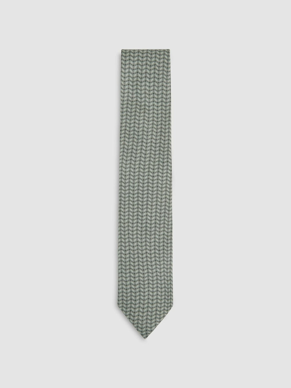Silk Geometric-Chain Print Tie Sage | Men