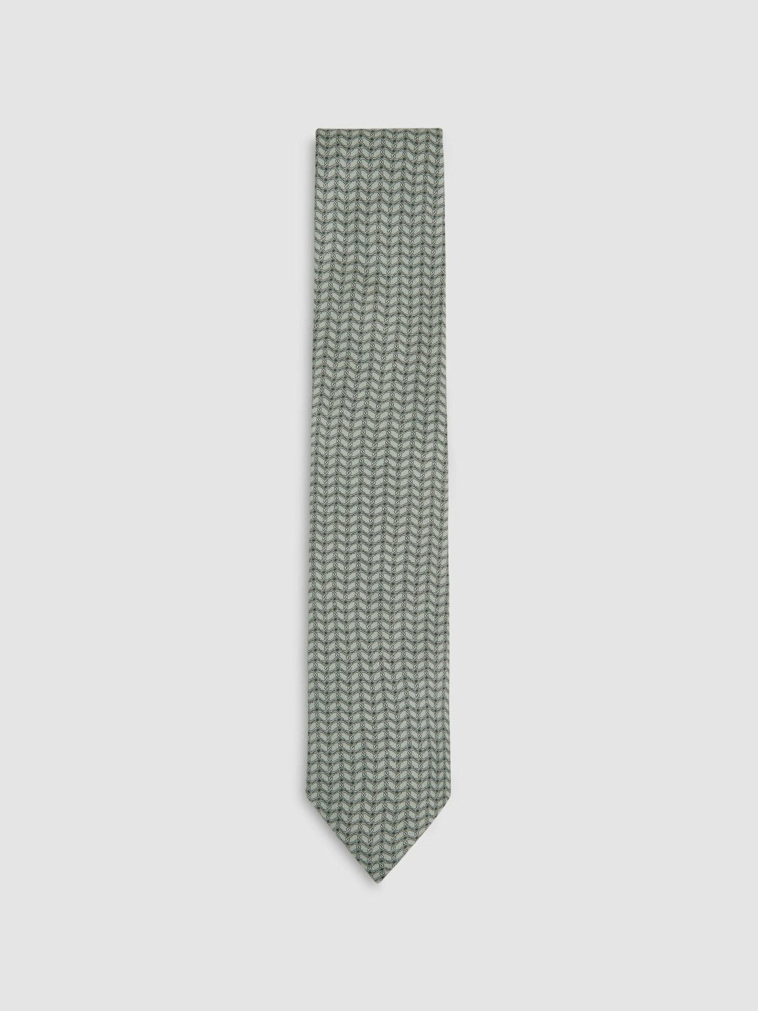 Silk Geometric-Chain Print Tie Sage | Men