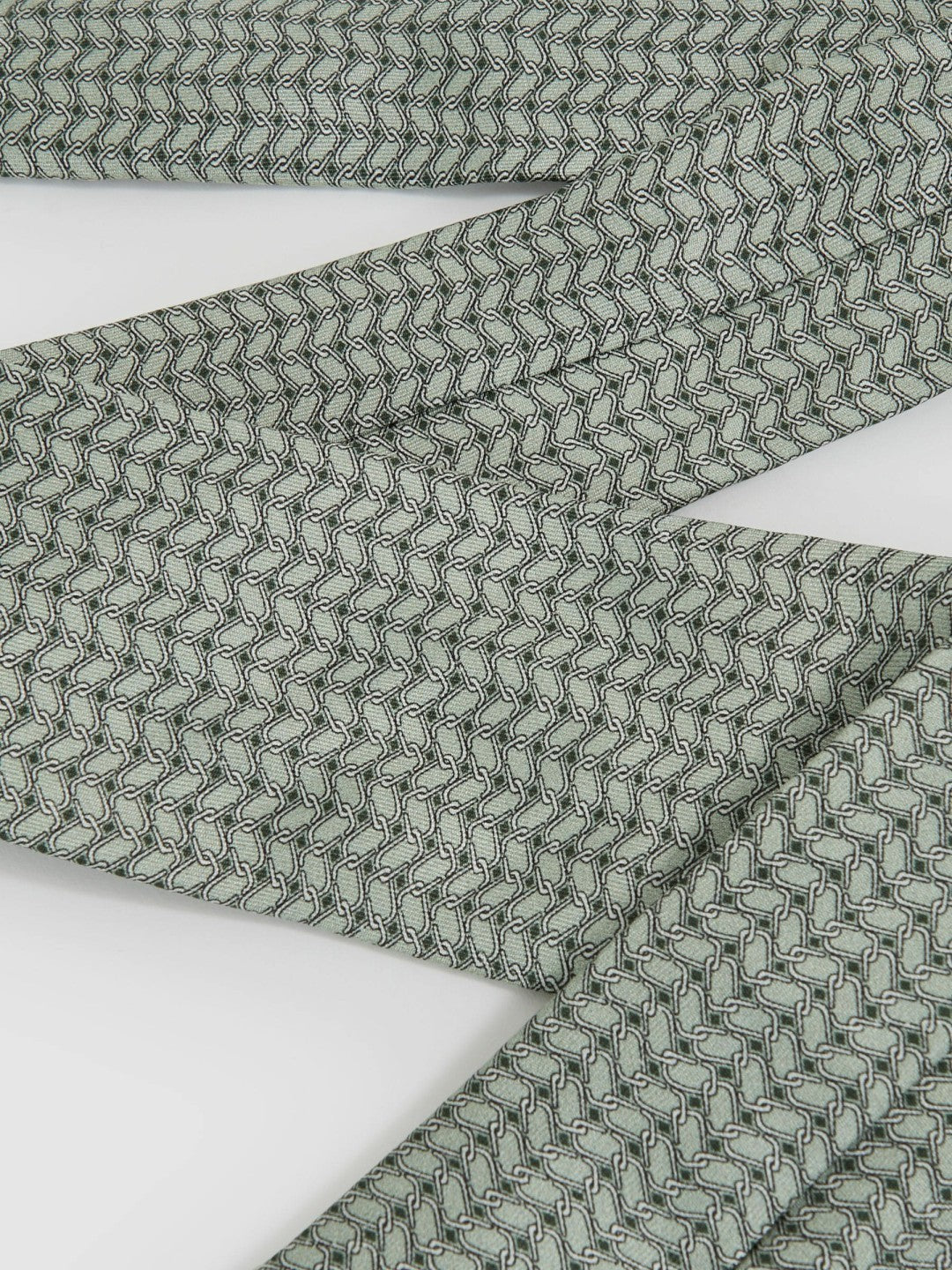 Silk Geometric-Chain Print Tie Sage | Men
